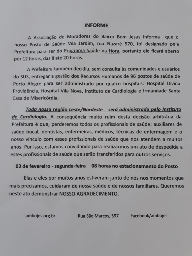 É um absurdo, sem comunicar a comunidade.