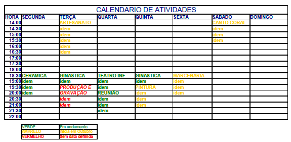 Calendario de Atividades