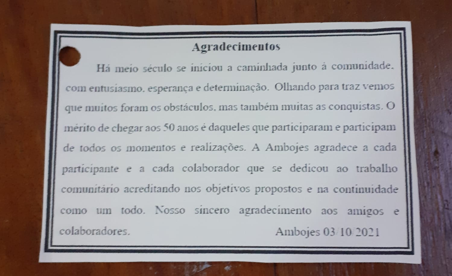 Aniversário de 50 anos da Ambojes